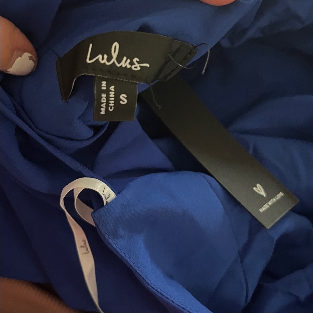 Lulus Isloda Blue One-Shoulder Backless Sash Mini Dress - Picture 9 of 9